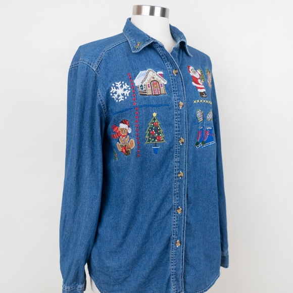 Bobbie Brooks Chambray Button Down M Top - Picture 2 of 8